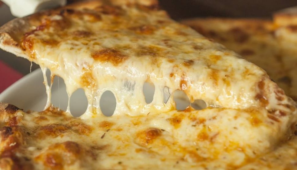 slice of hot cheese pizza at a pizza fundraiser