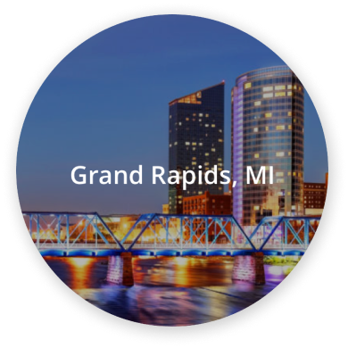night view of downtown Grand Rapids, Michigan