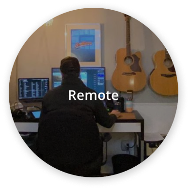 View of employee working from home office